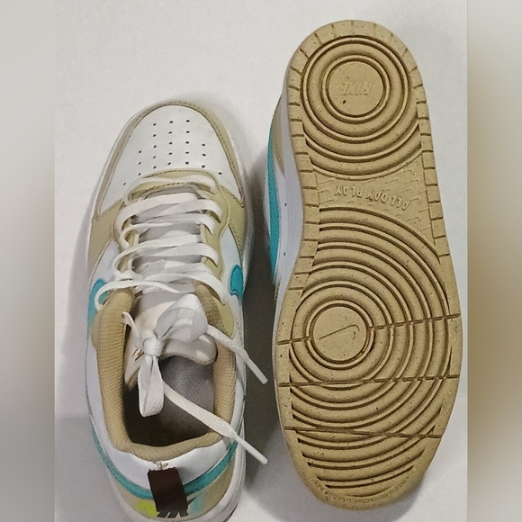 Nike Kids White and Beige Sneakers with Blue Swoosh - Picture 6 of 6